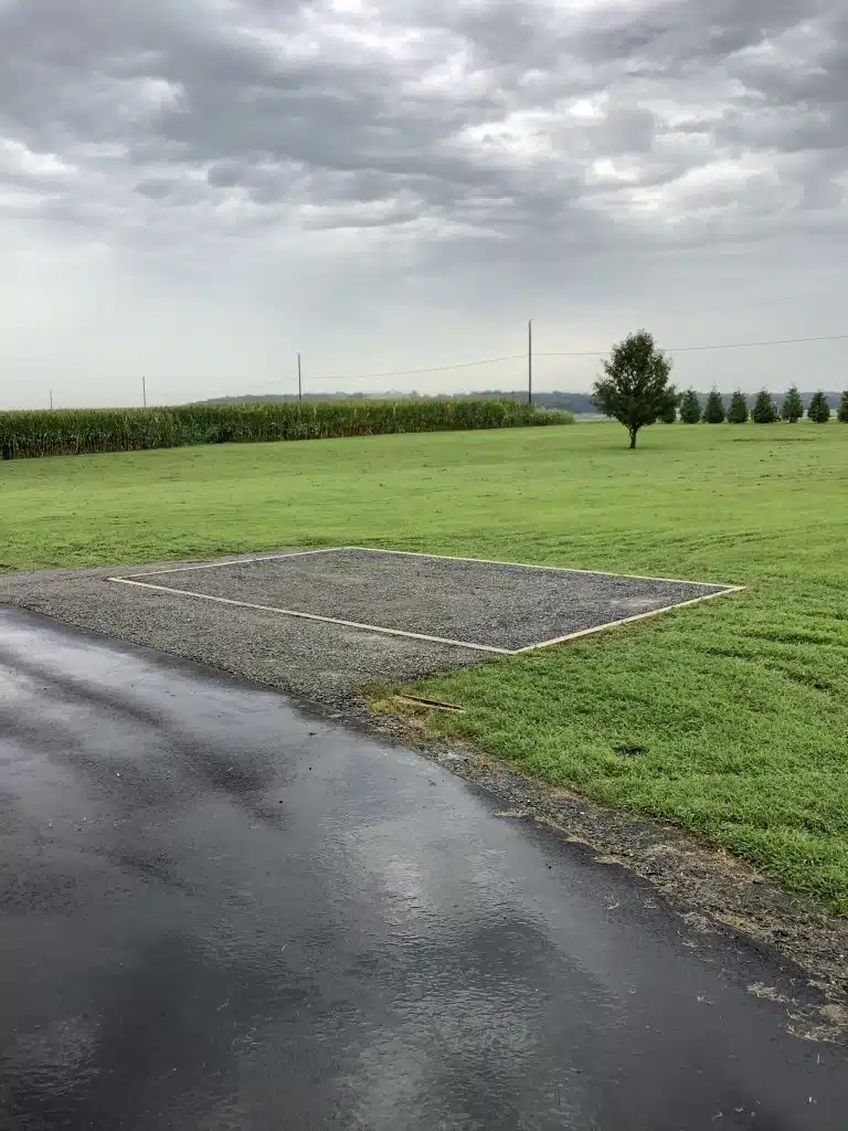 "A gravel shed foundation in Chesterton, MD"