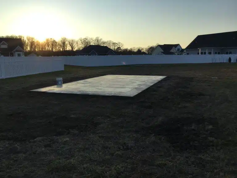 A concrete shed foundation in Georgetown, DE