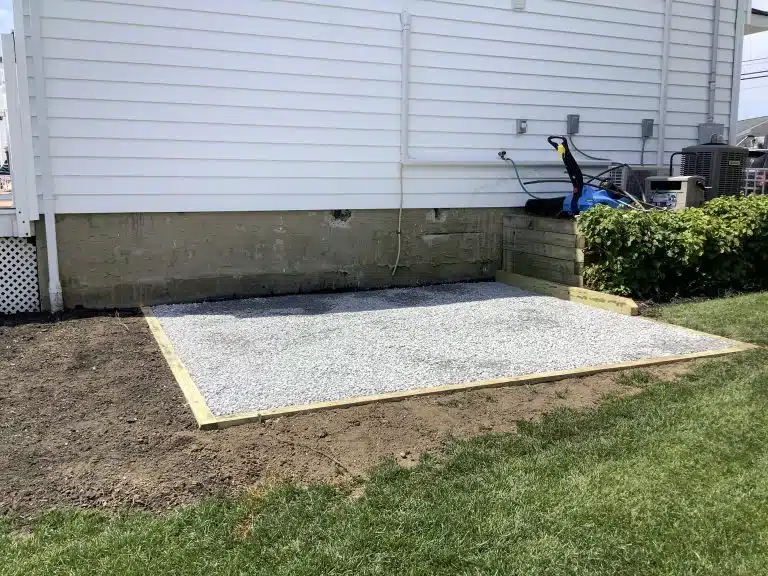 A gravel shed foundation in Massapequa, NY
