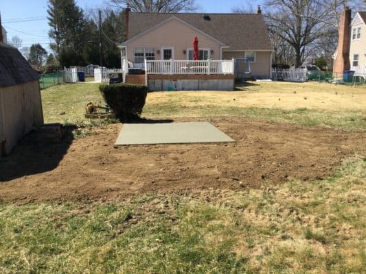 A concrete shed foundation in Moorestown NJ