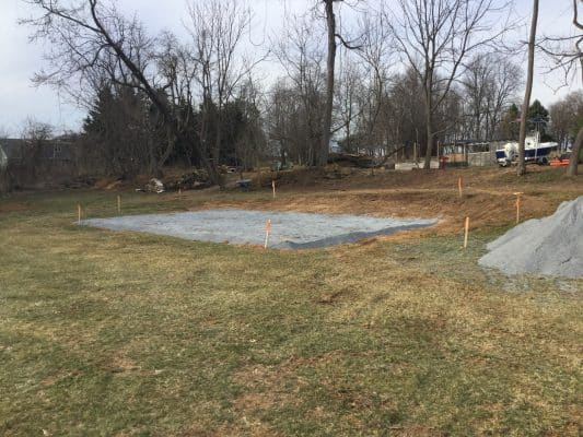 A concrete pier shed foundation in Chester Springs PA