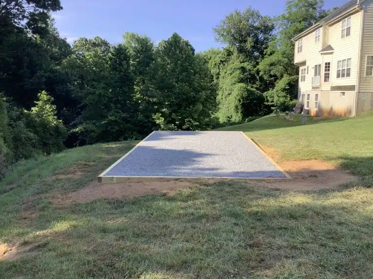 A shed pad installed in Owings Mills, MD