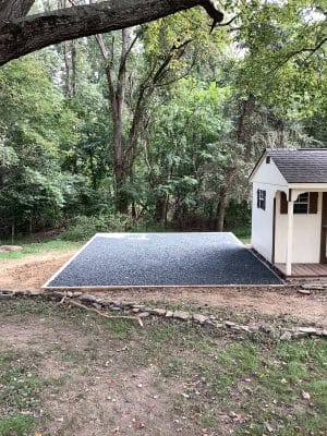 "A gravel shed foundation in Bel Air, MD"