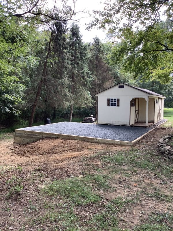 "A gravel shed foundation in Bel Air, MD"