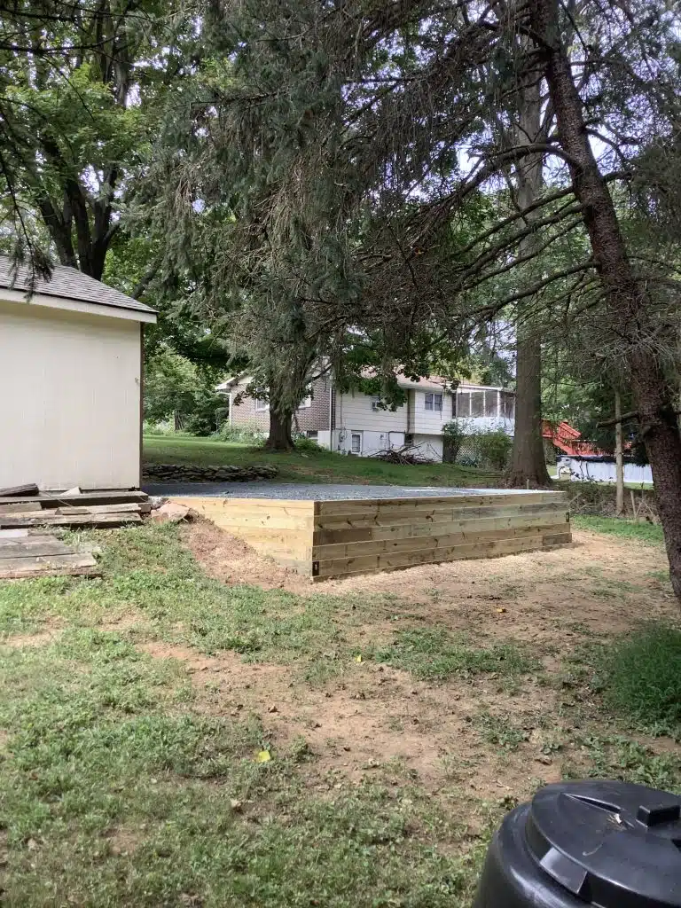 "A gravel shed foundation in Bel Air, MD"