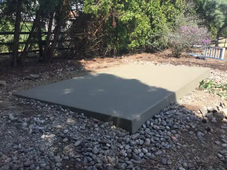 A concrete shed foundation in Reading PA