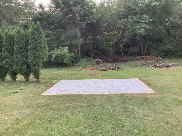 A gravel shed foundation in Wilkes-Barre, PA