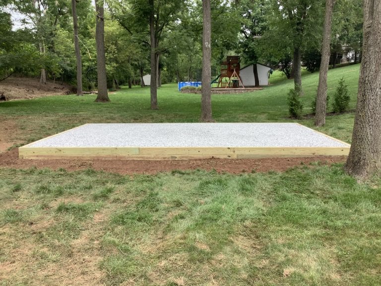 A crushed stone shed foundation in Gilbertsville, PA