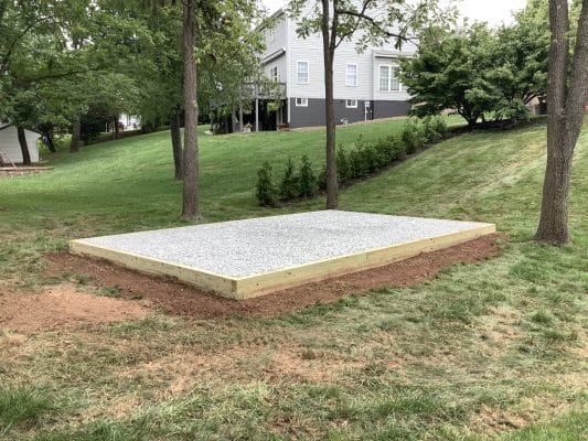 Foundation for a shed in Gilbertsville, PA