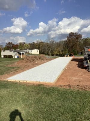 "A gravel shed foundation in Dover, PA"