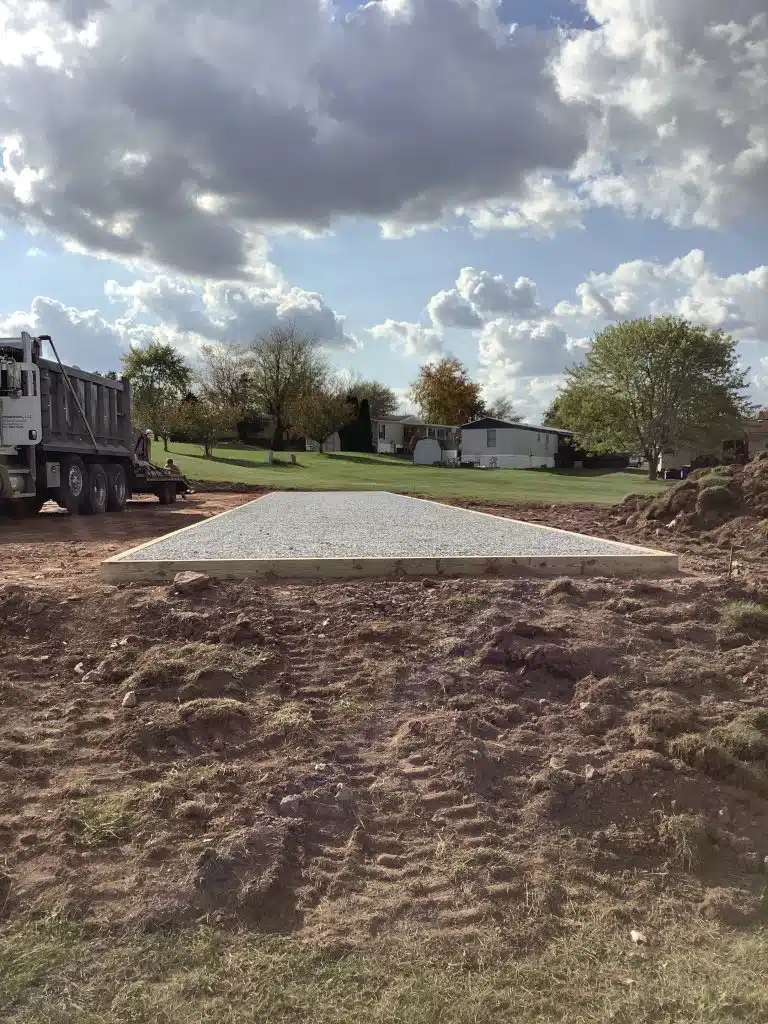 "A gravel shed foundation in Dover, PA"