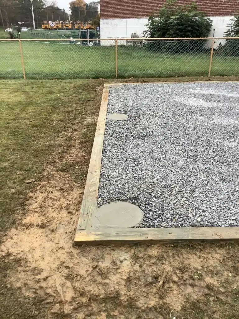 "A gravel shed foundation in Philadelphia, PA"