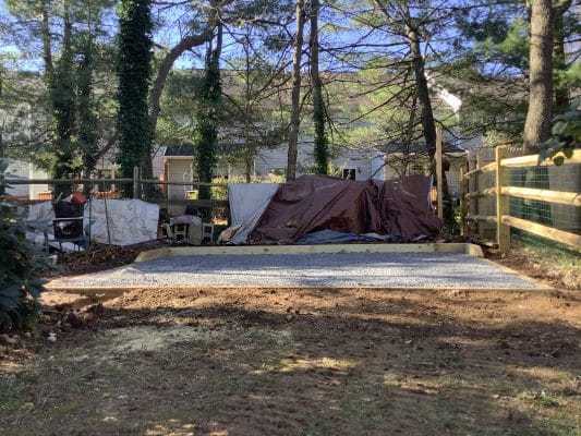 "A gravel shed foundation in Lansdale, PA"