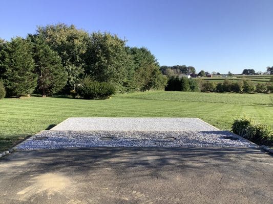 "A gravel shed foundation in Oxford, PA"