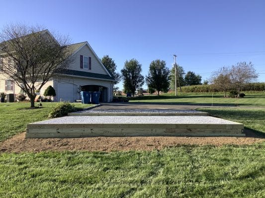 "A gravel shed foundation in Oxford, PA"