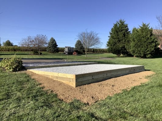 "A gravel shed foundation in Oxford, PA"