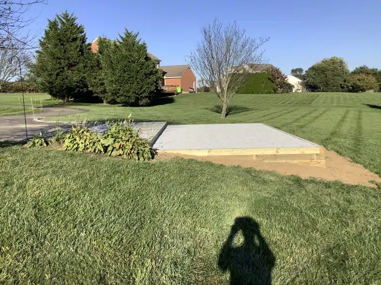 "A gravel shed foundation in Oxford, PA"