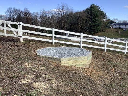 A gravel shed foundation in Forest Hill, MD