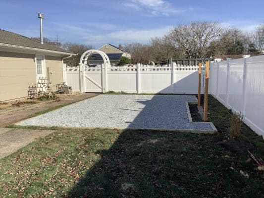 A gravel shed foundation in South Setauket, NY