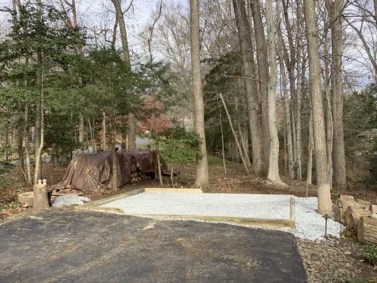 A gravel shed foundation in Davidsonville, MD
