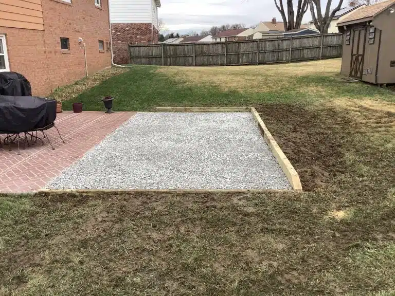 A gravel shed foundation in Upper Marlboro, MD