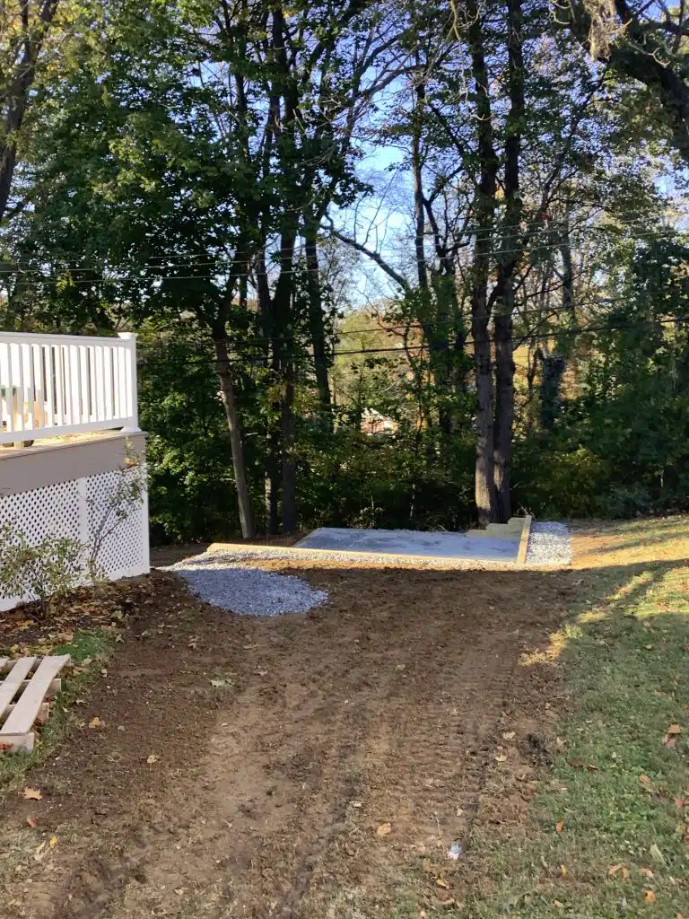 "A gravel shed foundation in Media, PA"