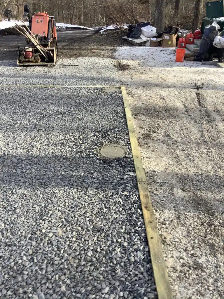 A gravel shed foundation in Newton, NJ