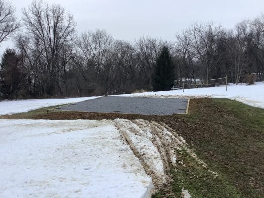 A gravel shed foundation in Parkersburg, PA