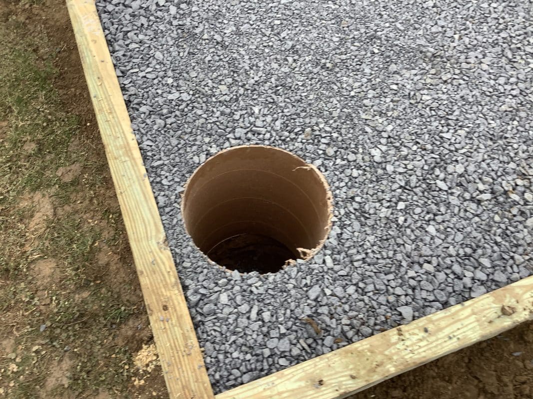 A gravel shed foundation in Parkersburg, PA
