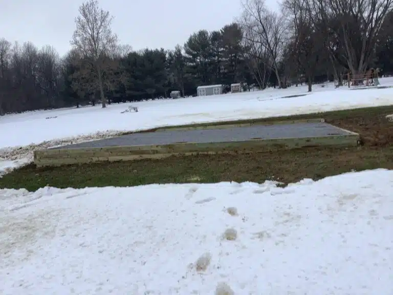 A gravel shed foundation in Parkersburg, PA