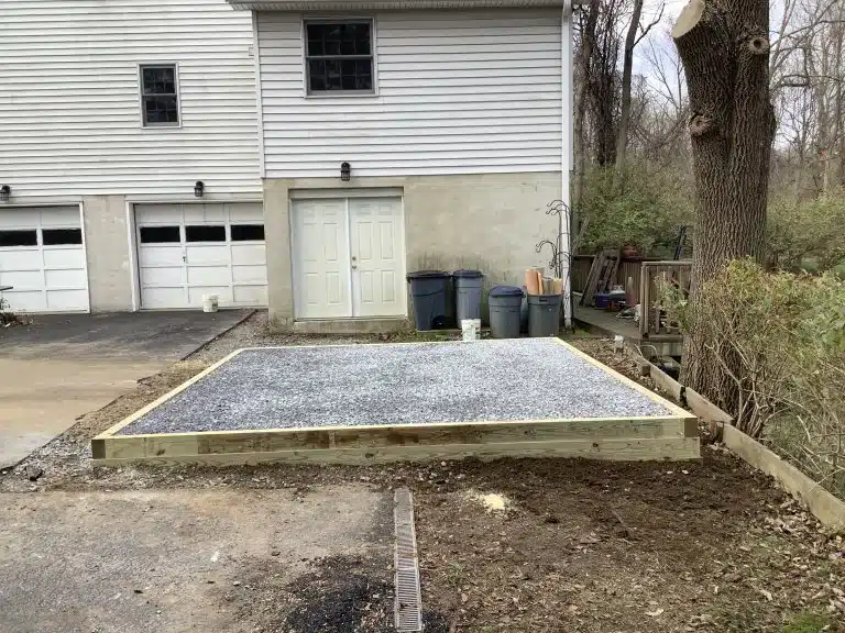 A gravel shed foundation in Chadds Ford, PA