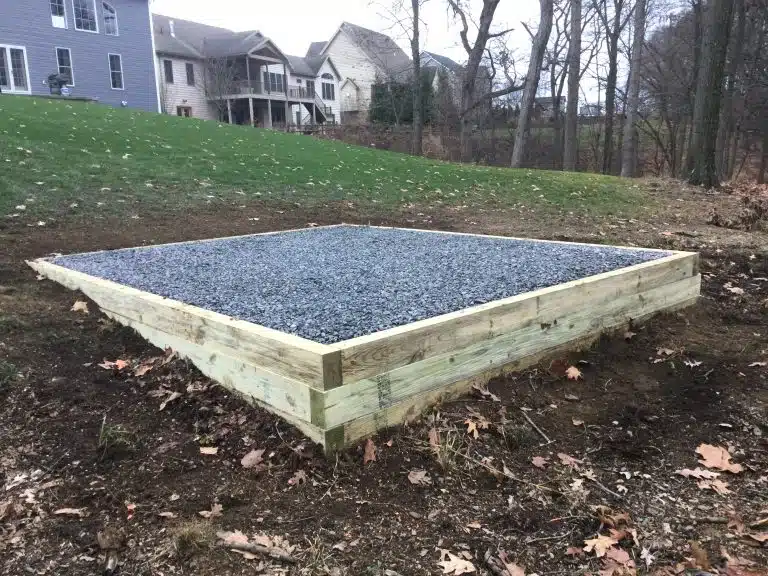 A gravel shed foundation in Harrisburg, PA