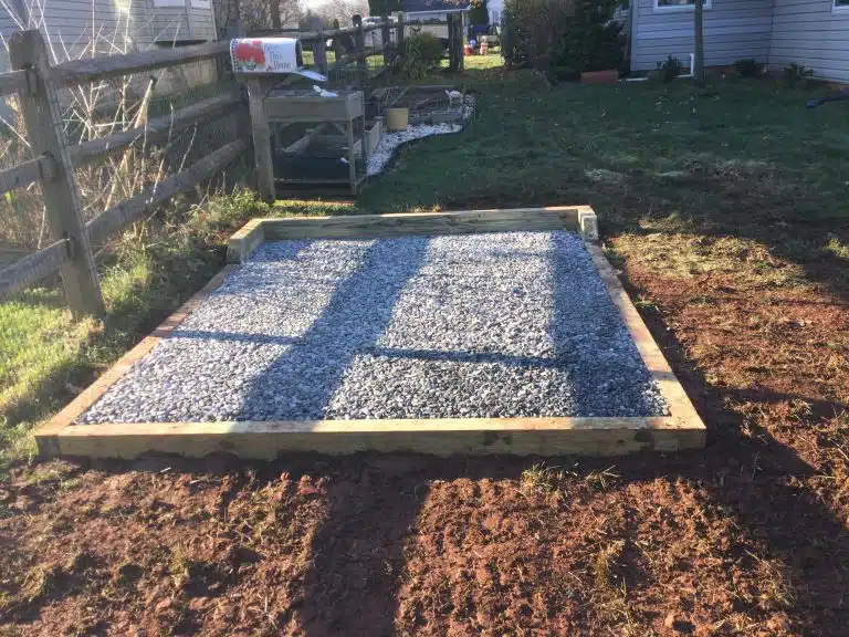 A gravel shed foundation in Perkiomen Twp, PA