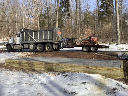 A gravel shed foundation in Perkiomenville, PA