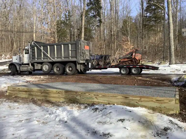 A gravel shed foundation in Perkiomenville, PA