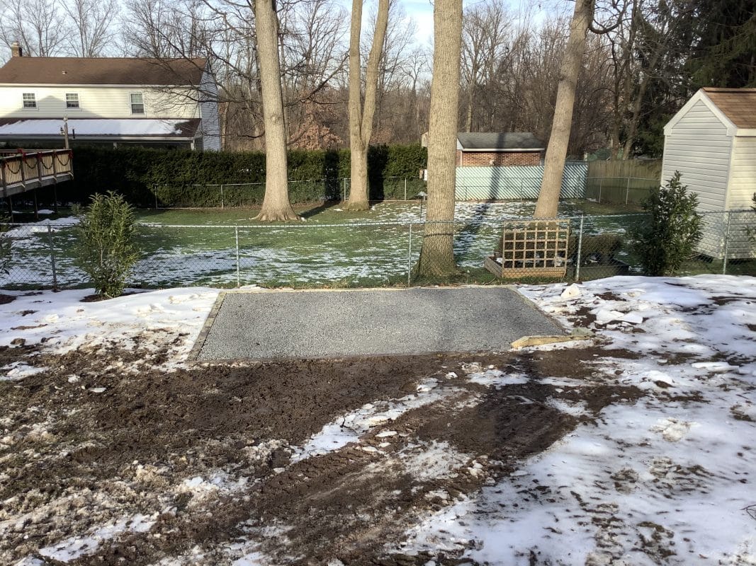 A gravel shed foundation in King of Prussia, PA