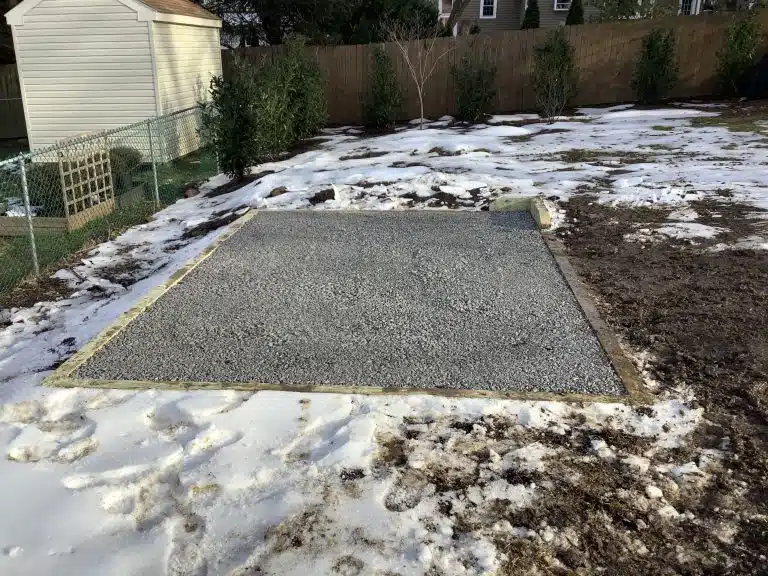 A gravel shed foundation in King of Prussia, PA
