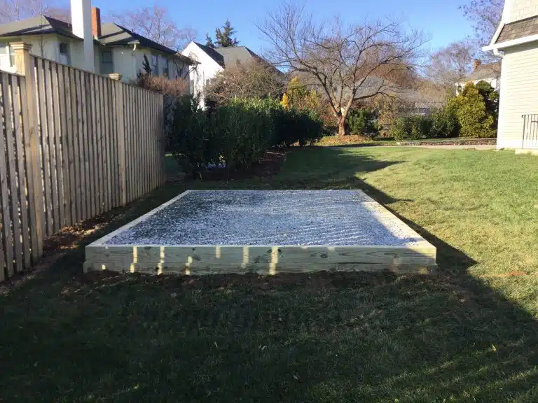 A gravel shed foundation in Annapolis, MD