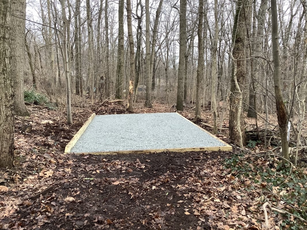A gravel shed foundation in Gap, PA
