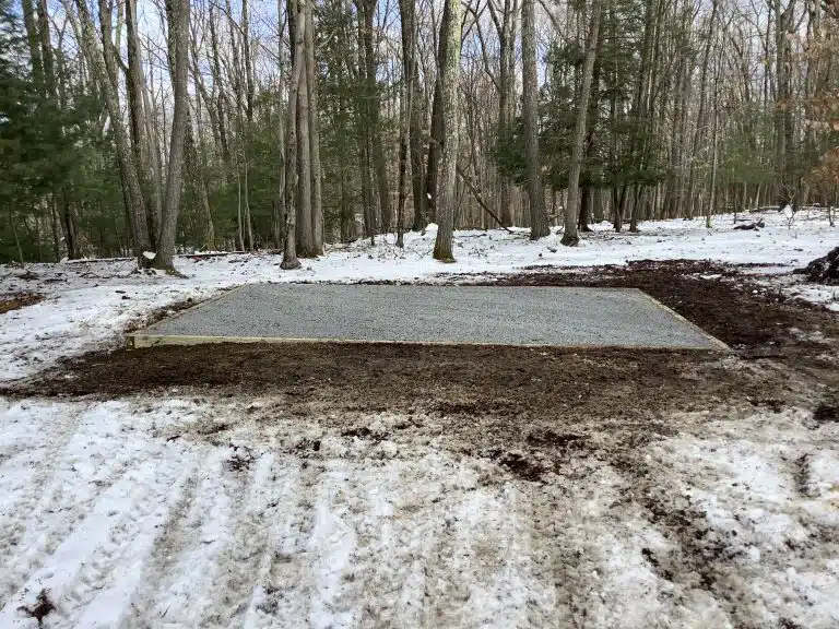 A gravel shed foundation in Saylorsburg, PA