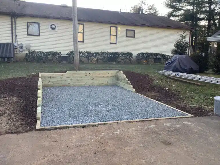 A gravel shed foundation in Eagleville, PA