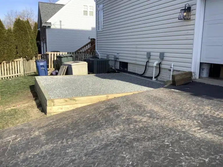 A gravel shed foundation in Centreville, VA