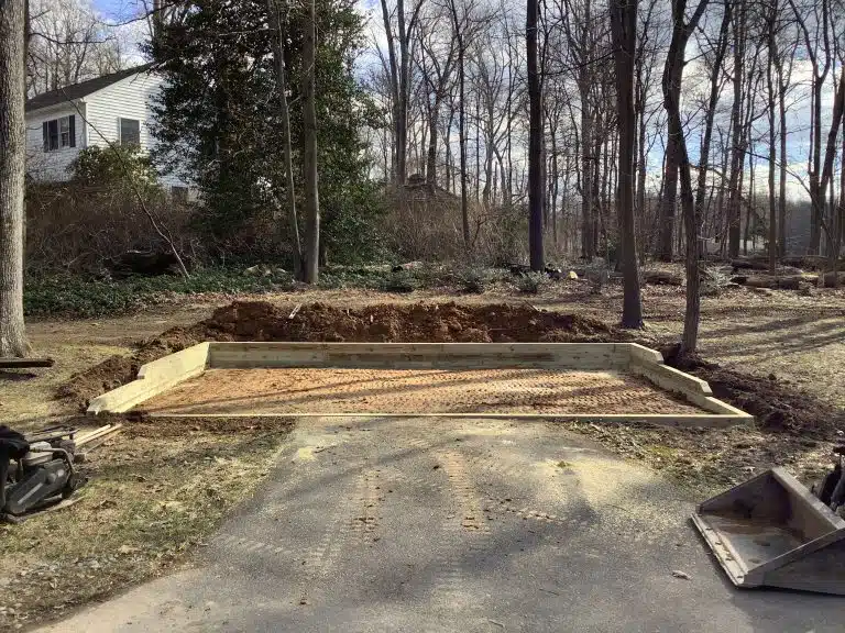 A gravel shed foundation in Glenwood, MD