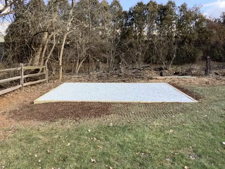 A gravel shed foundation in Royersford, PA