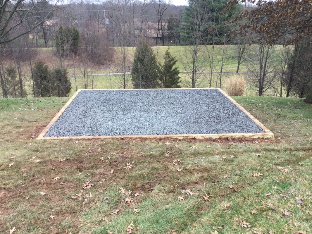 A gravel shed foundation in Royersford, PA