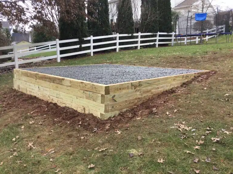 A gravel shed foundation in Royersford, PA