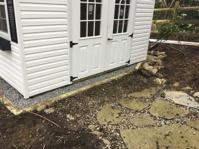 A gravel shed foundation in Berwyn, PA