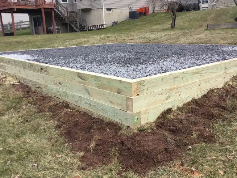 A gravel shed foundation in East Rockhill Twp., PA