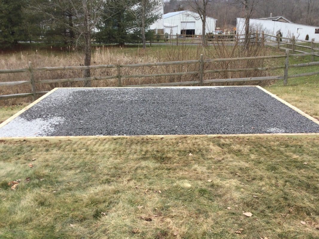 A gravel shed foundation in East Rockhill Twp., PA