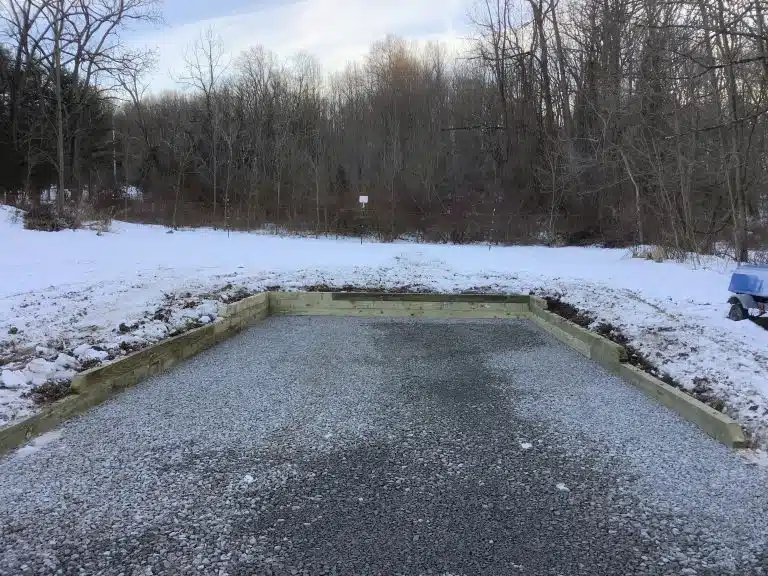 A gravel shed foundation in Douglassville PA